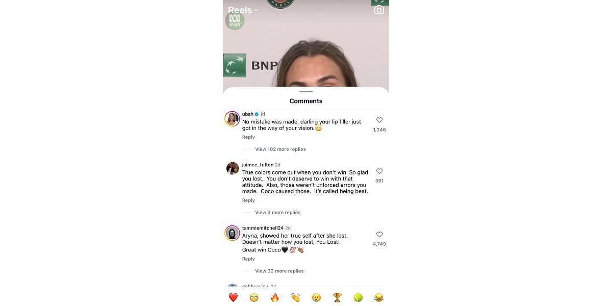 Ubah Hassan's comment on Instagram